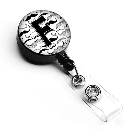 Carolines Treasures Letter F Moustache Initial Retractable Badge Reel CJ2009-FBR